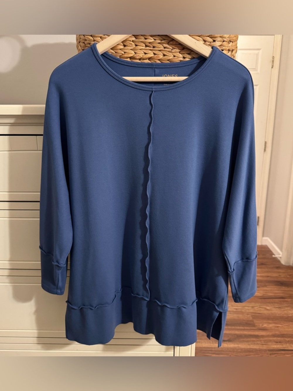 Jones New York Top Women’s Large Blue Long Sleeve Tunic Pullover Soft Stretch